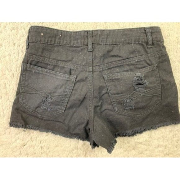 Mudd Size 7 Womens Shorts Cut Off Black Distressed Mid Rise Cotton - Picture 3 of 3